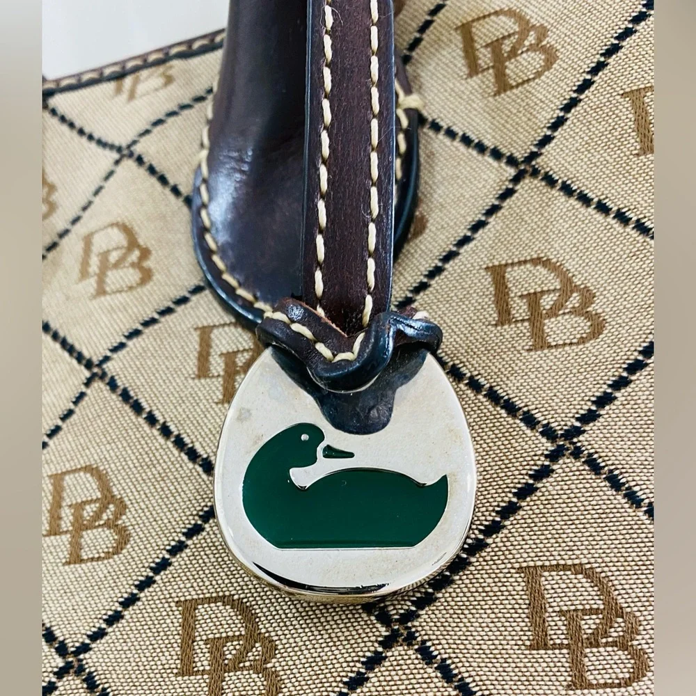 Designer-Style Beige and Dark Brown Monogram Shoulder Bag